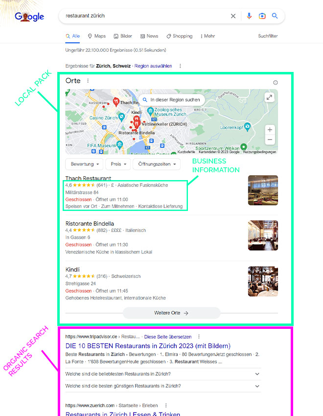 screenshot of local search query on Google
