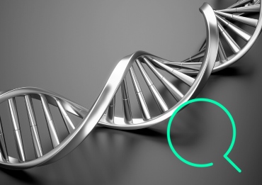 DNA structure black and white with green seo icon