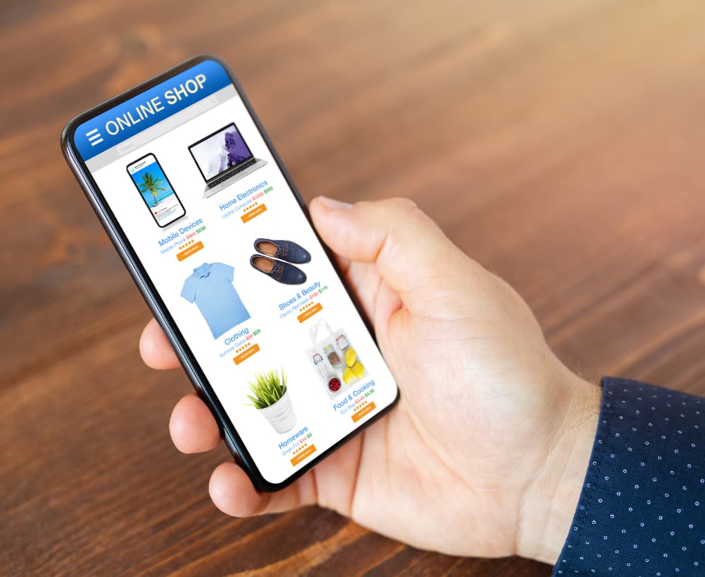 Produkte auf Smartphone