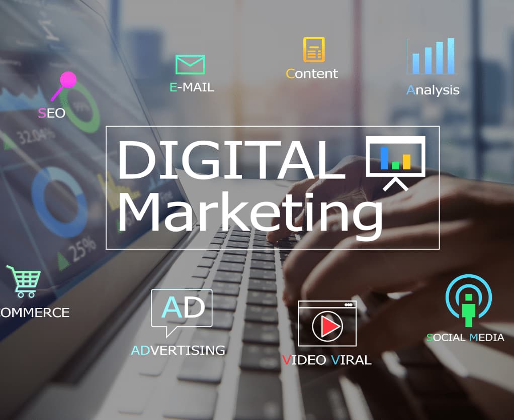 Digital Marketing Inhalte Content, E-Mail, Analysis, SEO, Advertising, Social Media