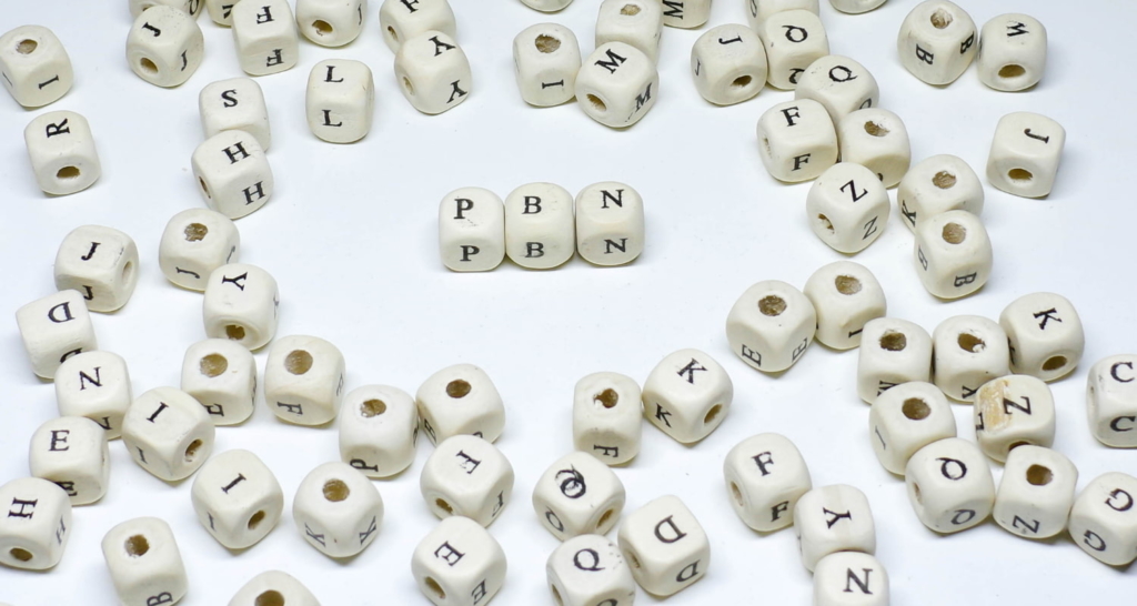 Würfel mit Buchstaben PBN