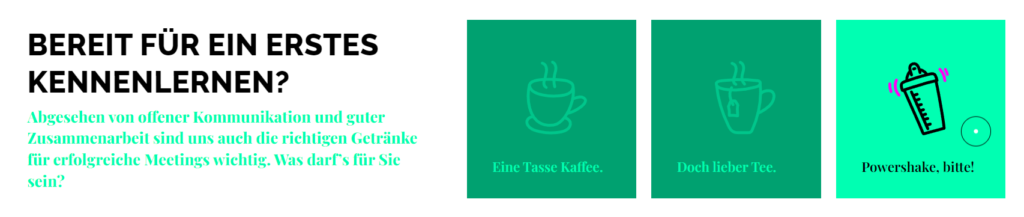Kontaktaufnahme mit den ONELINE Experten. Unterseite des modernen Web Developments.

