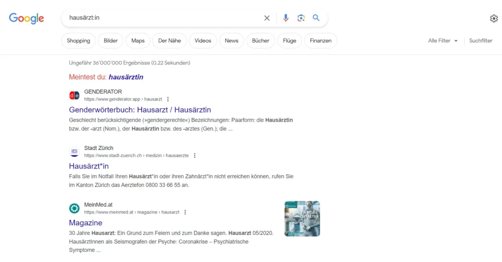 gendergerechte Form - Google Suche nach HausärztIn