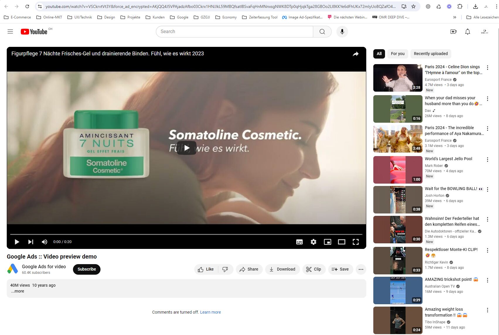 Somatoline Youtube